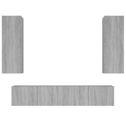 Set di Mobili Porta TV 4 pz Grigio Sonoma in Legno Multistrato