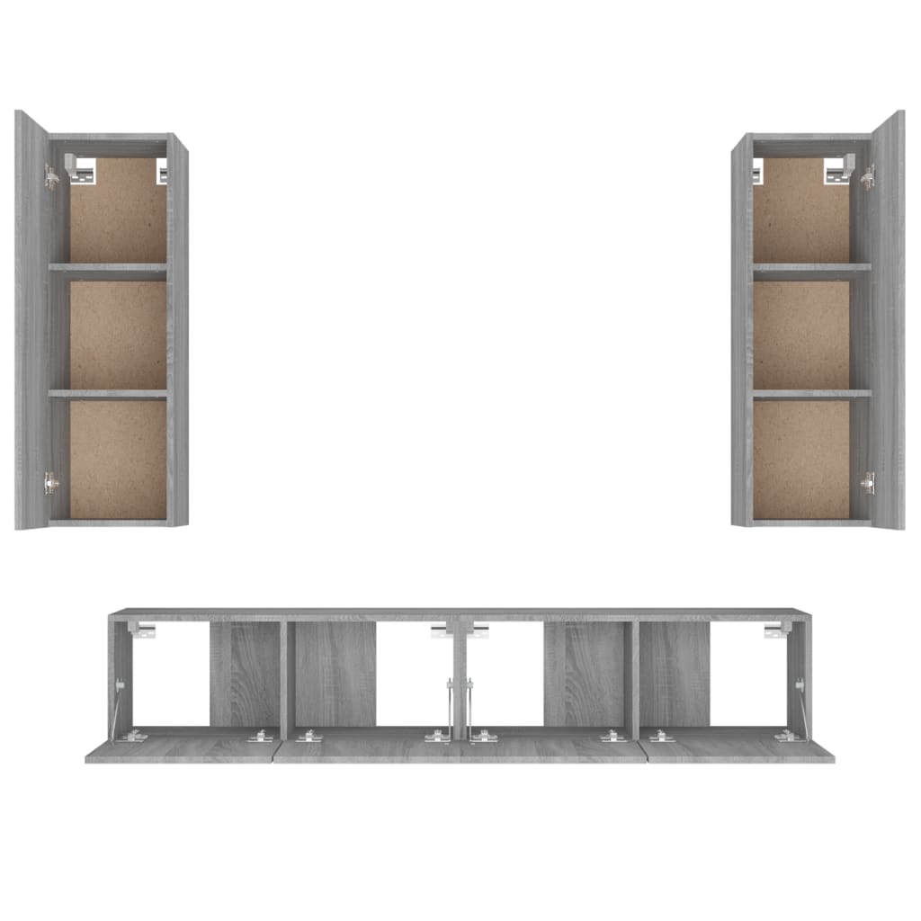 Set di Mobili Porta TV 4 pz Grigio Sonoma in Legno Multistrato | homemem39