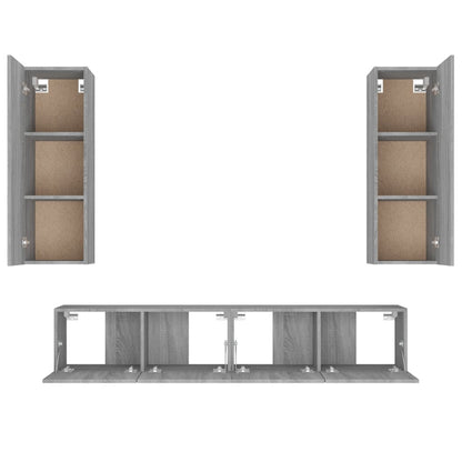 Set di Mobili Porta TV 4 pz Grigio Sonoma in Legno Multistrato | homemem39