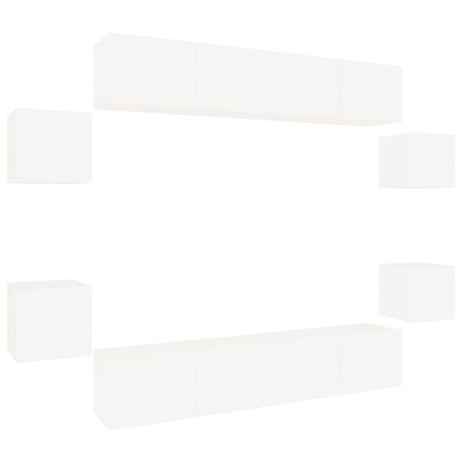 Set Mobili Porta TV 8pz Bianco in Legno Multistrato