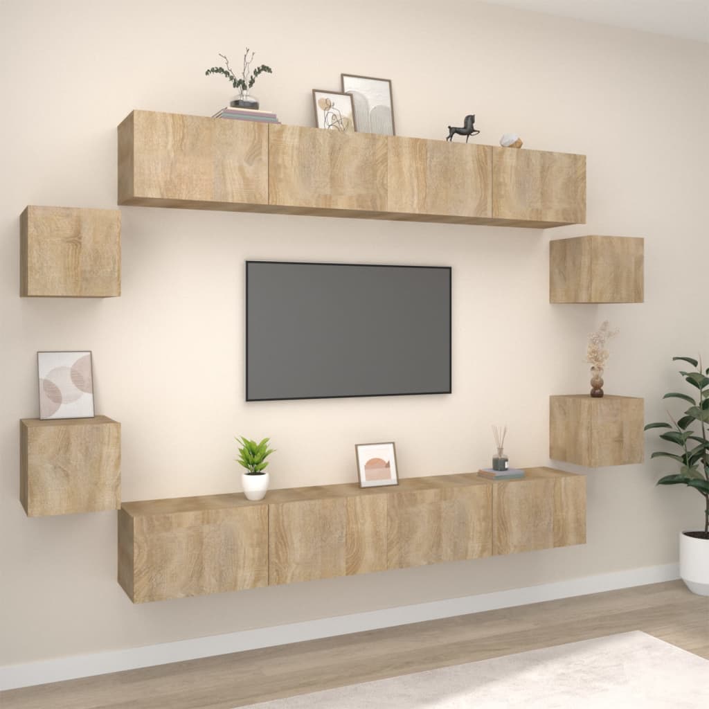 Set Mobili Porta TV 8pz Rovere Sonoma in Legno Multistrato