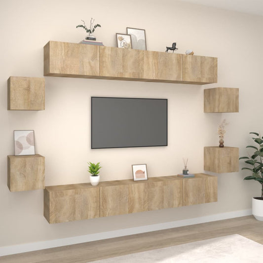 Set Mobili Porta TV 8pz Rovere Sonoma in Legno Multistrato