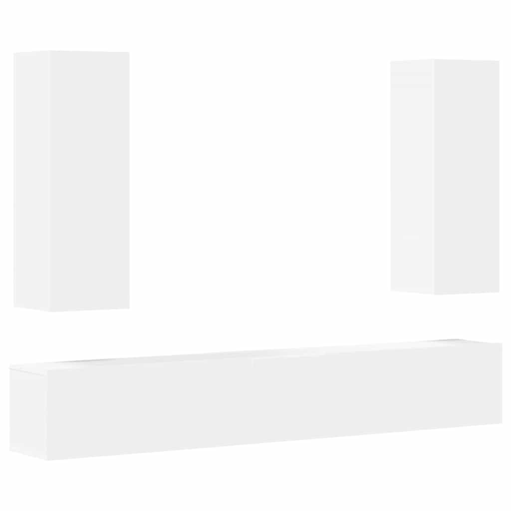 Set di Mobili Porta TV 5 pz Bianco in Legno Multistrato