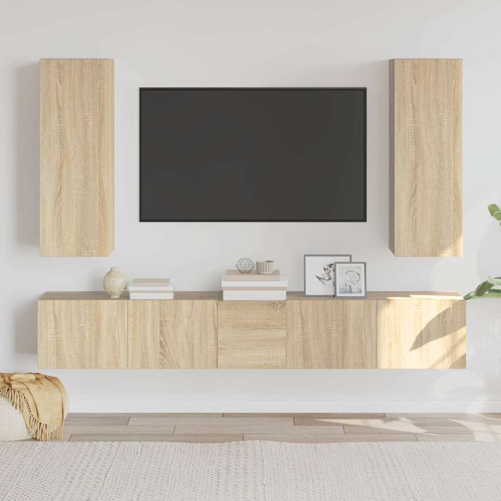 Set di Mobili Porta TV 5 pz in legno multistrato