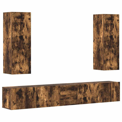 Set di Mobili Porta TV 5 pz Rovere Fumo in Legno Multistrato | homemem39