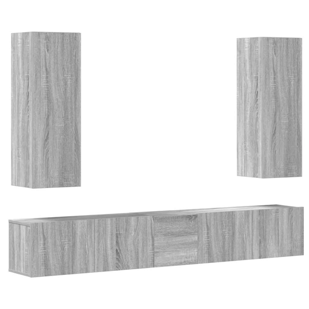 Set di Mobili Porta TV 5 pz Grigio Sonoma in Legno Multistrato | homemem39