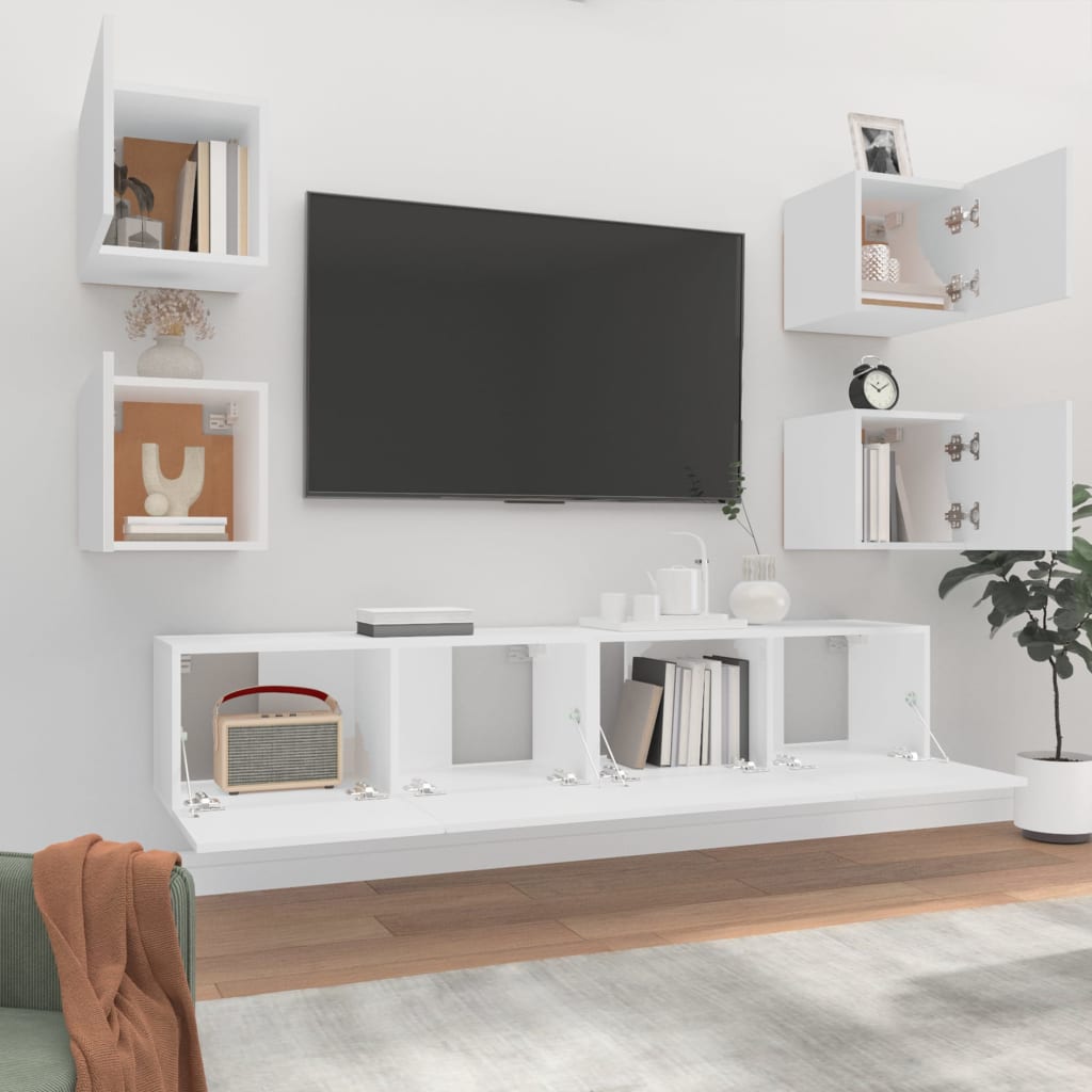 Set di Mobili Porta TV 6 pz Bianco in Legno Multistrato | homemem39
