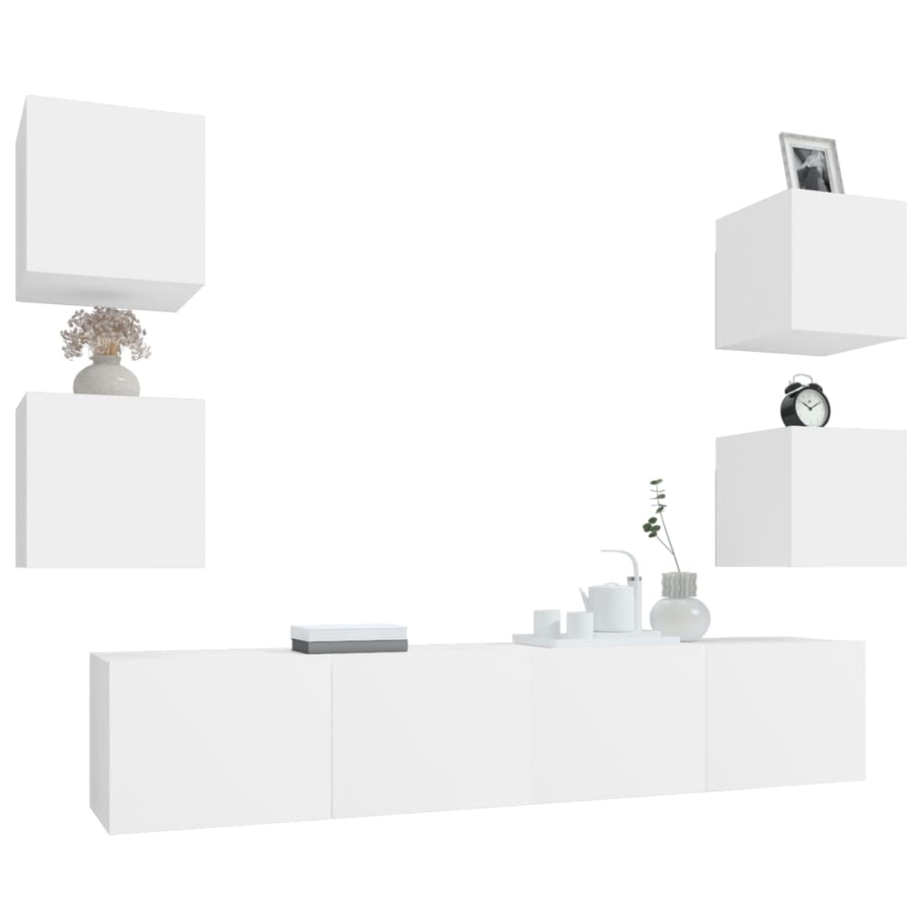 Set di Mobili Porta TV 6 pz Bianco in Legno Multistrato | homemem39