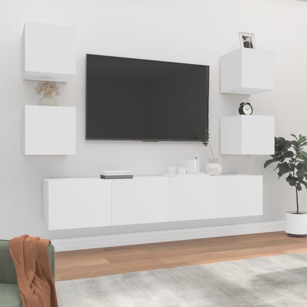 Set di Mobili Porta TV 6 pz Bianco in Legno Multistrato | homemem39