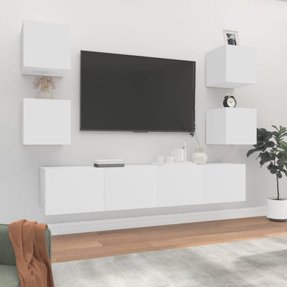 Set di Mobili Porta TV 6 pz Bianco in Legno Multistrato | homemem39