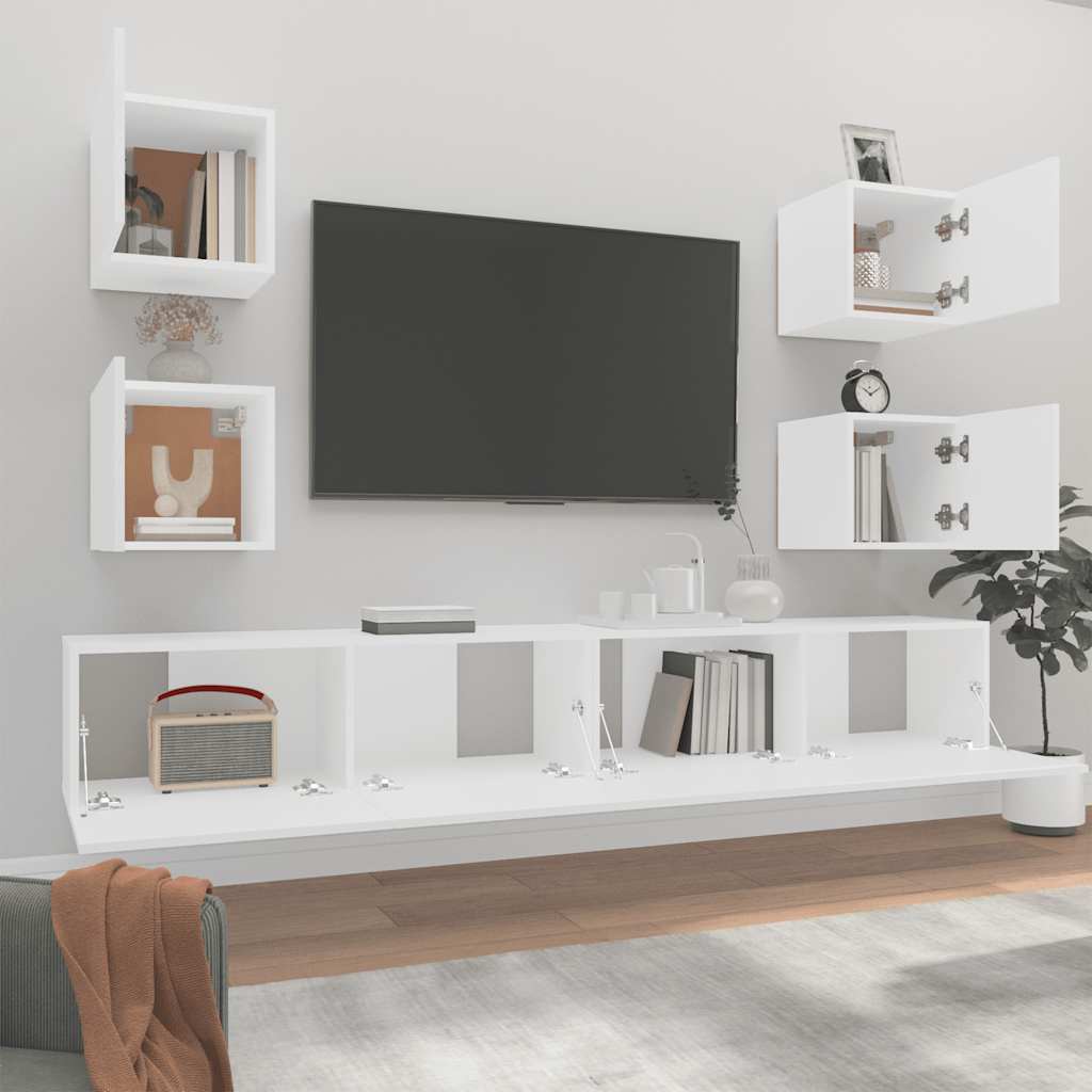 Set di Mobili Porta TV 6 pz Bianco in Legno Multistrato | homemem39