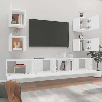 Set di Mobili Porta TV 6 pz Bianco in Legno Multistrato | homemem39