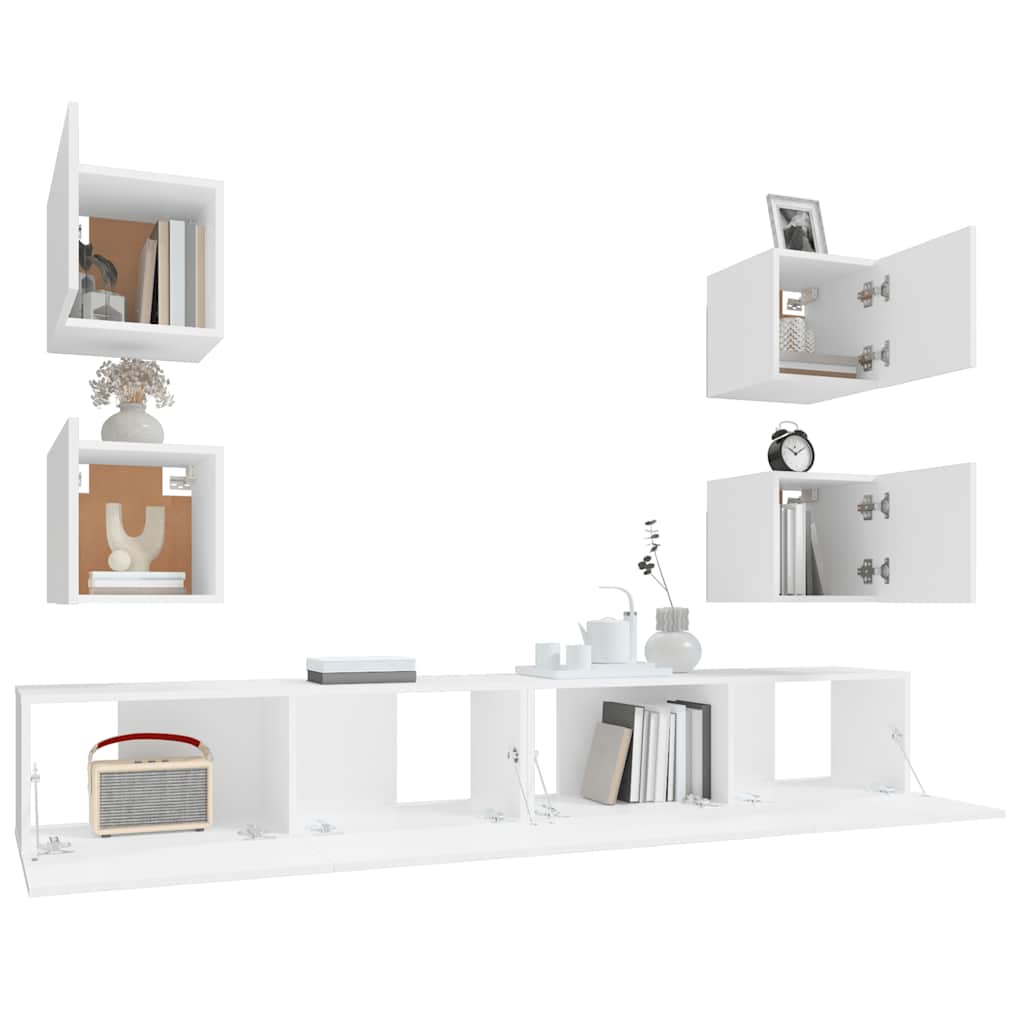 Set di Mobili Porta TV 6 pz Bianco in Legno Multistrato | homemem39