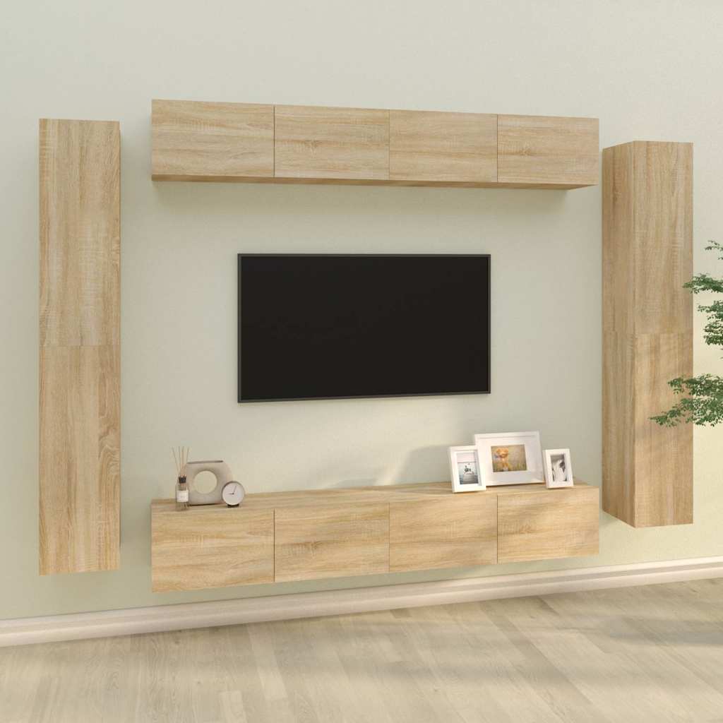 Set Mobili Porta TV 8pz in legno multistrato