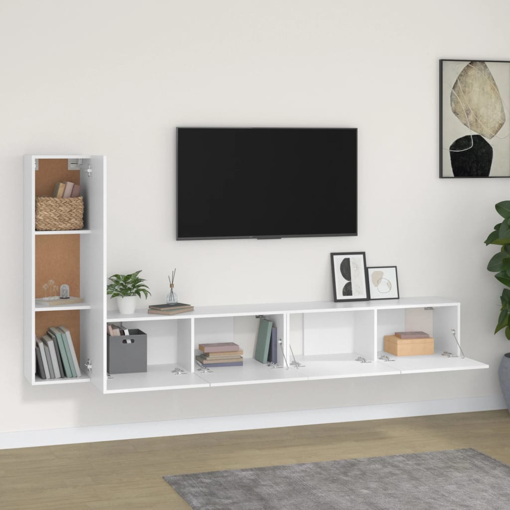 Set Mobili Porta TV 3 pz Bianco in Legno Multistrato
