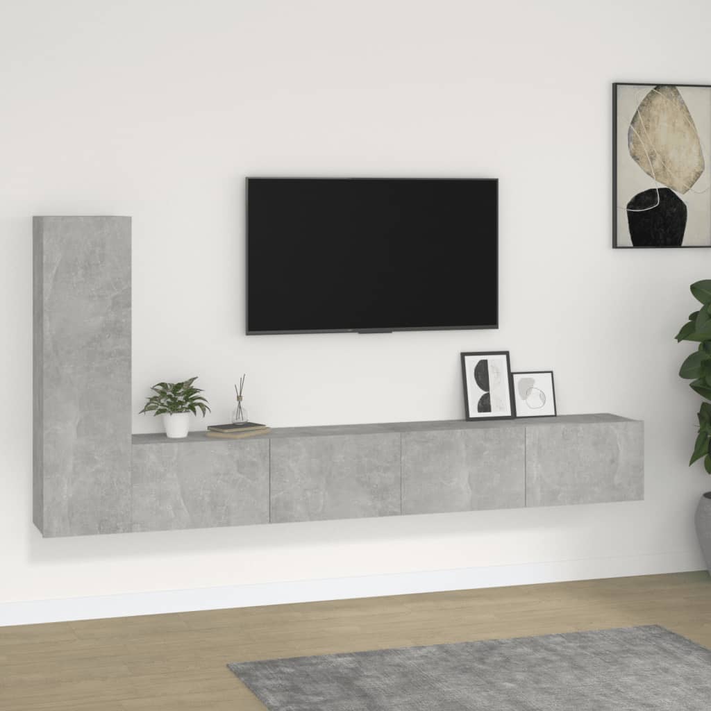 Set di Mobili Porta TV 3 pz Grigio Cemento in Legno Multistrato - homemem39