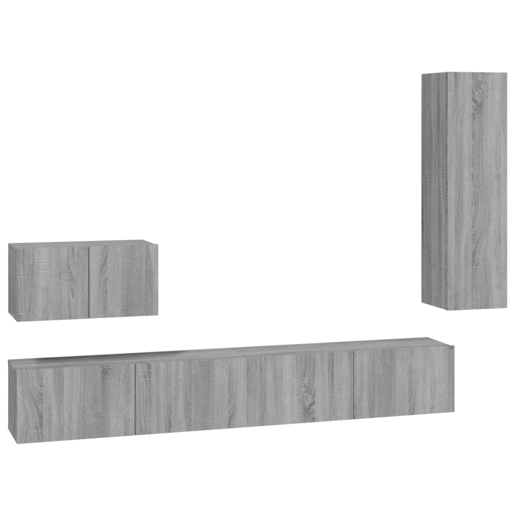 Set di Mobili Porta TV 4 pz Grigio Sonoma in Legno Multistrato - homemem39