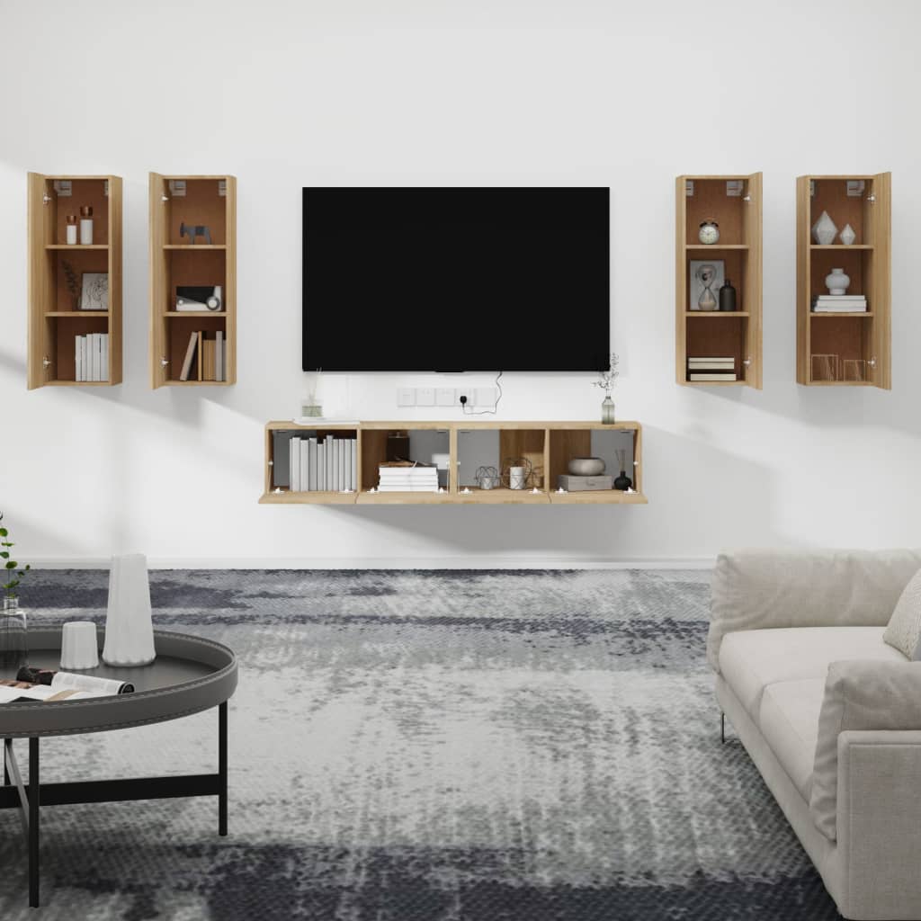 Set di Mobili Porta TV 6 pz Rovere Sonoma in Legno Multistrato - homemem39