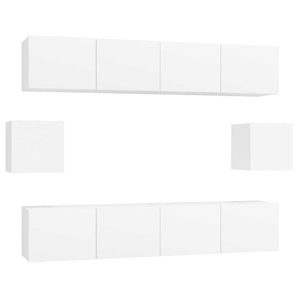 Set di Mobili Porta TV 6 pz Bianco in Legno Multistrato | homemem39