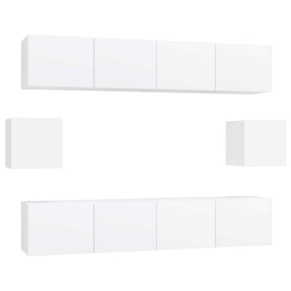 Set di Mobili Porta TV 6 pz Bianco in Legno Multistrato