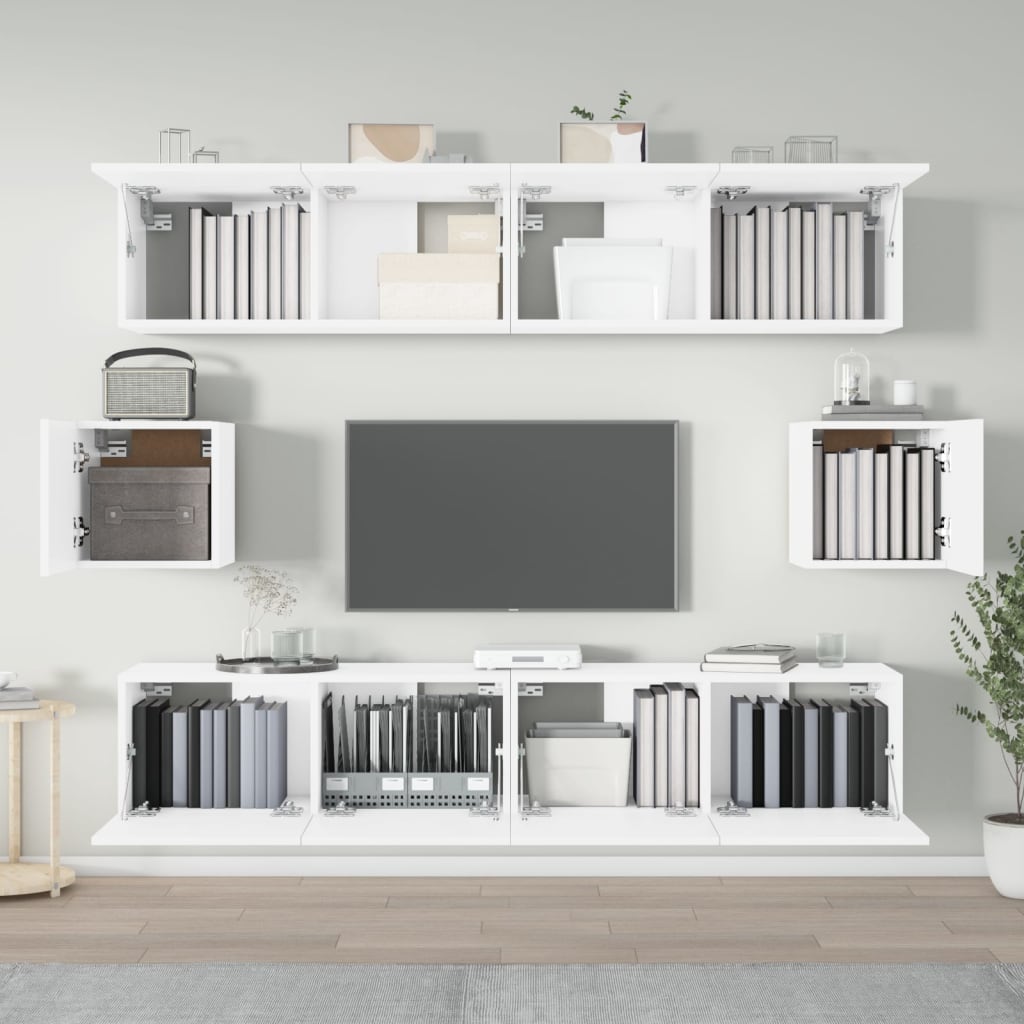 Set di Mobili Porta TV 6 pz Bianco in Legno Multistrato | homemem39