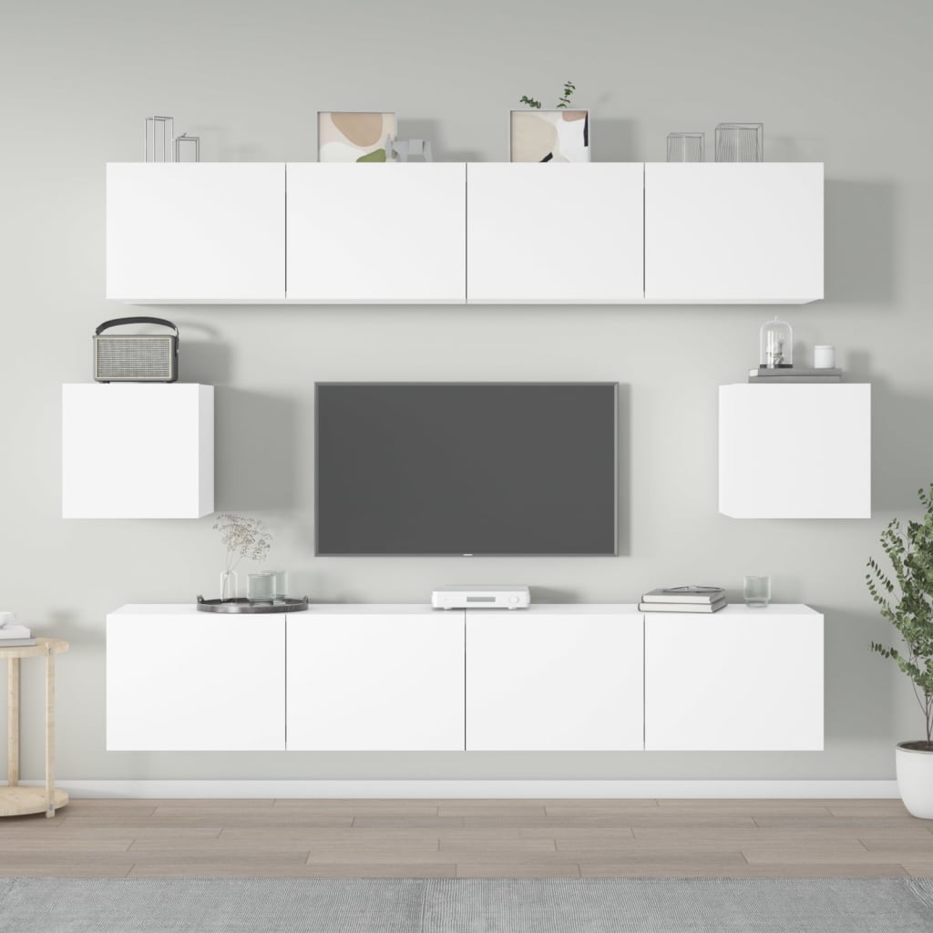 Set di Mobili Porta TV 6 pz Bianco in Legno Multistrato - homemem39