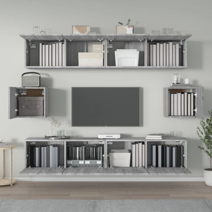 Set di Mobili Porta TV 6 pz Grigio Sonoma in Legno Multistrato