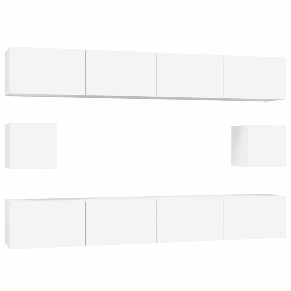 Set di Mobili Porta TV 6 pz Bianco in Legno Multistrato