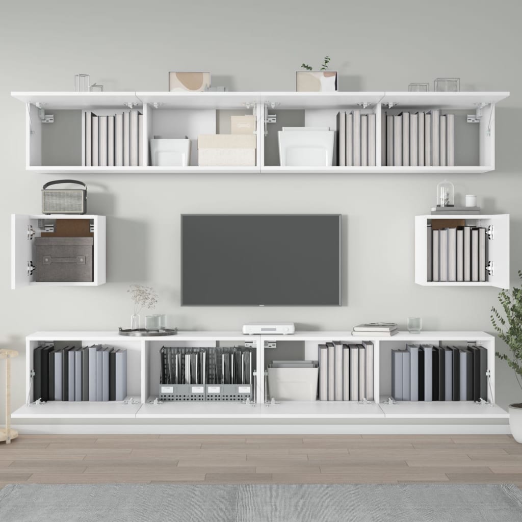Set di Mobili Porta TV 6 pz Bianco in Legno Multistrato | homemem39