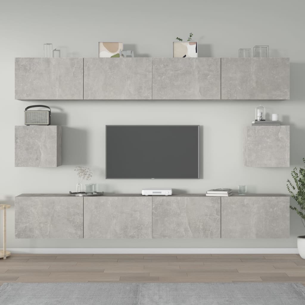 Set di Mobili Porta TV 6 pz Grigio Cemento in Legno Multistrato - homemem39