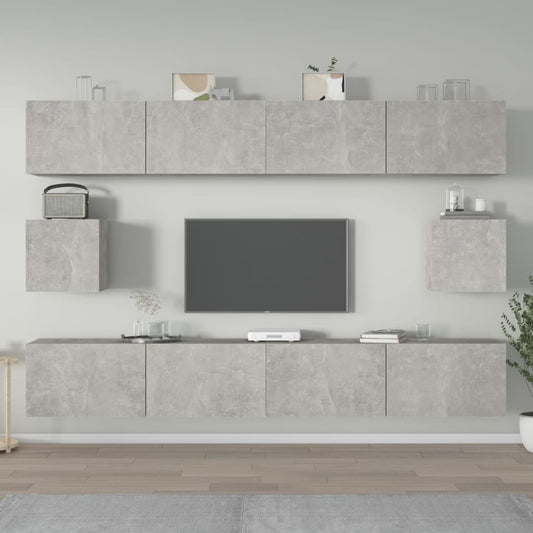 Set di Mobili Porta TV 6 pz Grigio Cemento in Legno Multistrato - homemem39
