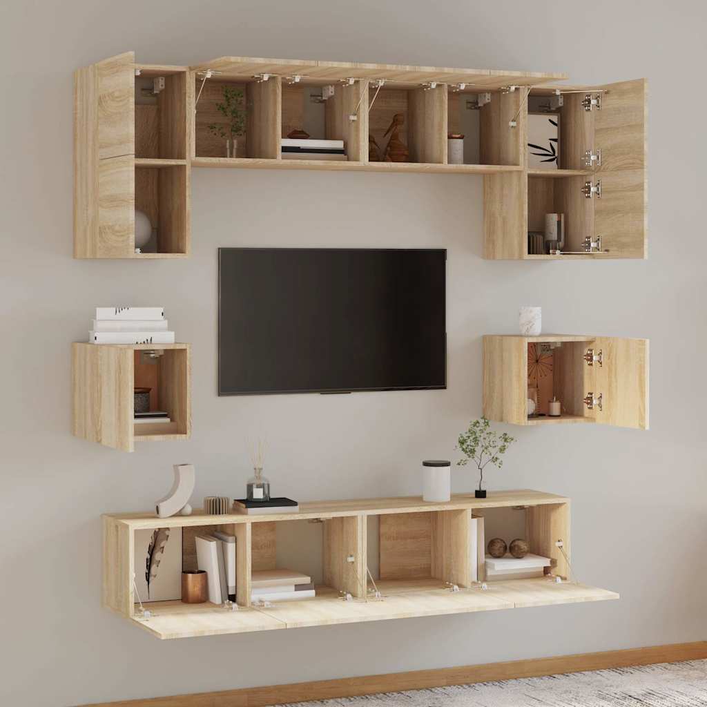 Set Mobili Porta TV 8pz in legno multistrato