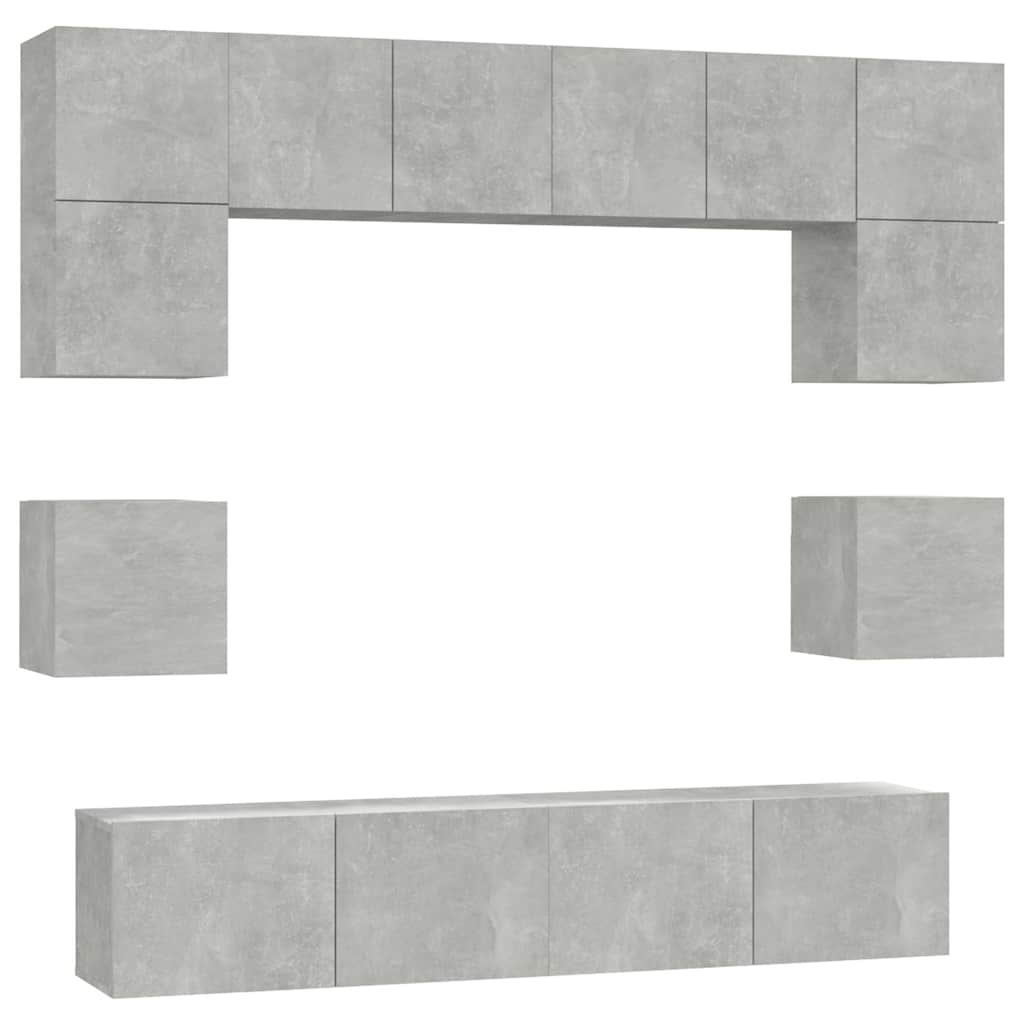Set Mobili Porta TV 8pz in legno multistrato