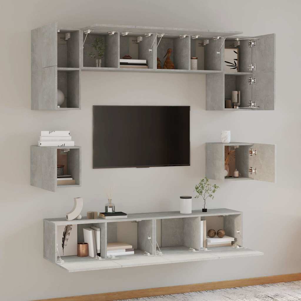 Set Mobili Porta TV 8pz in legno multistrato