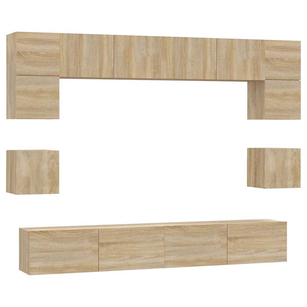 Set Mobili Porta TV 8pz in legno multistrato