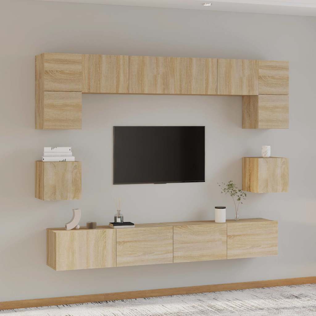 Set Mobili Porta TV 8pz in legno multistrato