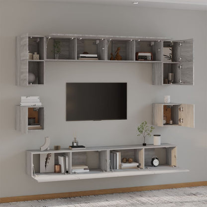 Set Mobili Porta TV 8pz Grigio Sonoma in Legno Multistrato