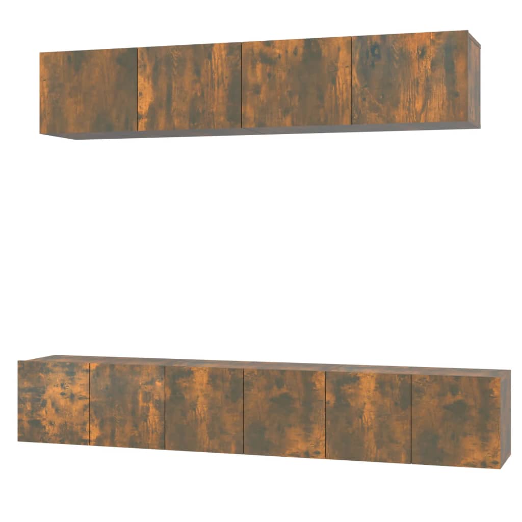 Set di Mobili Porta TV 5 pz Rovere Fumo in Legno Multistrato - homemem39