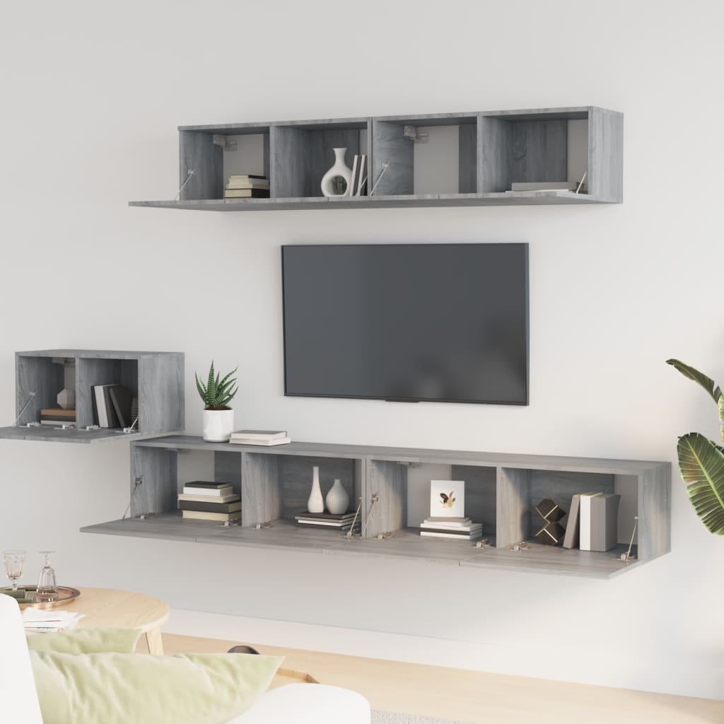 Set di Mobili Porta TV 5 pz Grigio Sonoma in Legno Multistrato - homemem39