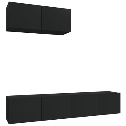 Set Mobili Porta TV 3 pz Nero in Legno Multistrato