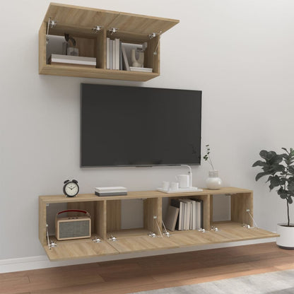 Set di Mobili Porta TV 3 pz Rovere Sonoma in Legno Multistrato - homemem39