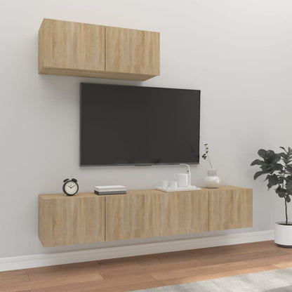 Set di Mobili Porta TV 3 pz Rovere Sonoma in Legno Multistrato - homemem39
