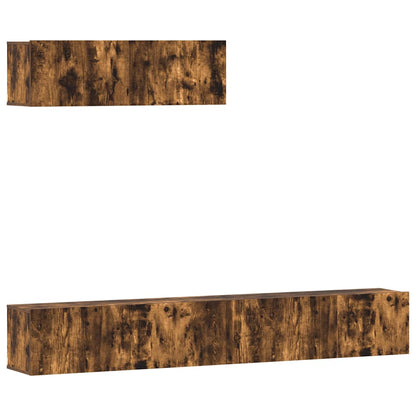 Set Mobili Porta TV 3 pz Rovere Fumo in Legno Multistrato