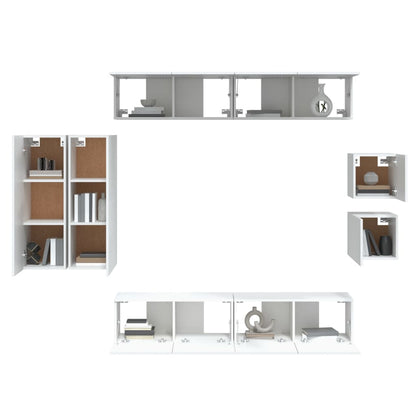 Set Mobili Porta TV 8pz Bianco in Legno Multistrato | homemem39