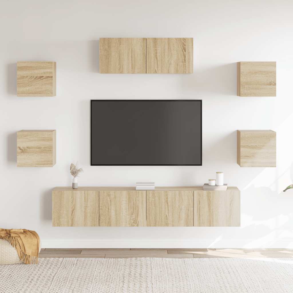 Set di Mobili Porta TV 7 pz Rovere Sonoma in Legno Multistrato