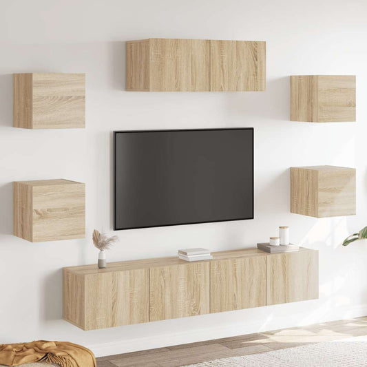 Set di Mobili Porta TV 7 pz Rovere Sonoma in Legno Multistrato