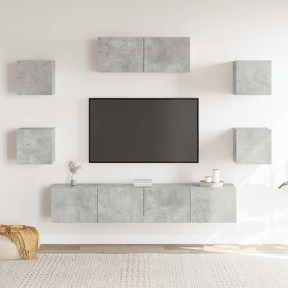 Set di Mobili Porta TV 7 pz Grigio Cemento in Legno Multistrato