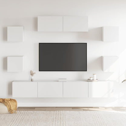 Set di Mobili Porta TV 7 pz Bianco in Legno Multistrato