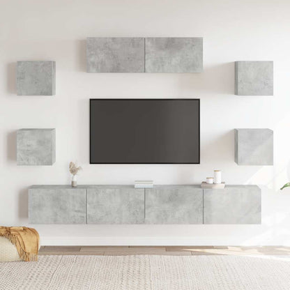 Set di Mobili Porta TV 7 pz Grigio Cemento in Legno Multistrato