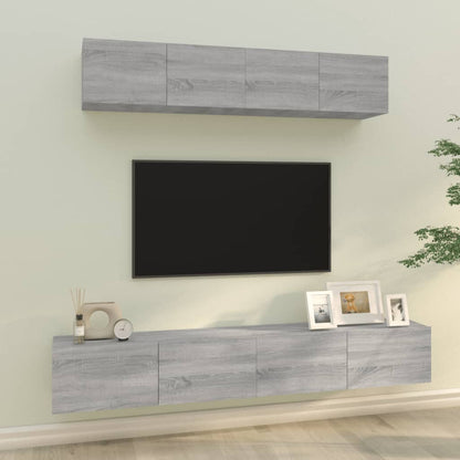 Set di Mobili Porta TV 4 pz Grigio Sonoma in Legno Multistrato - homemem39